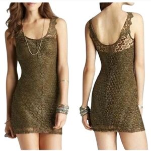 Free People Foiled Again Olive Lace Dress